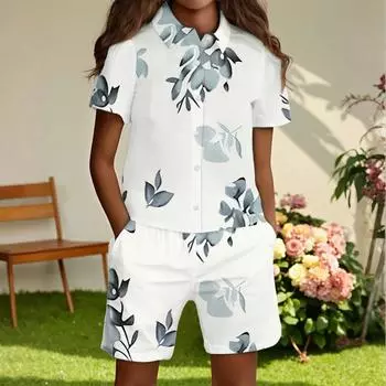 Детская повседневная модная рубашка на пуговицах и шорты 110