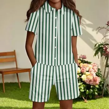 Детская повседневная модная рубашка на пуговицах и шорты 110