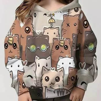 Детская повседневная модная толстовка с капюшоном с 3D-принтом, симпатичная толстовка с капюшоном, удобная футболка с длинными рукавами, пуловер, одежда на весну и осень 100