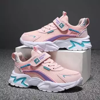 Детская повседневная обувь для девочек, кроссовки из дышащей сетки, студенческая детская спортивная прогулочная обувь для мальчиков 39 зелёный