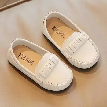 Детская повседневная обувь для мальчиков 2024 года, новые мягкие мокасины с круглым носком, детские мокасины без застежек с круглым носком для девочек, универсальные 21 чёрный