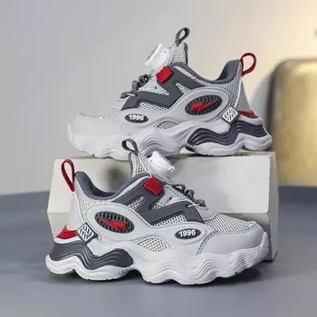 Детская повседневная обувь для мальчиков и девочек, модная сетчатая спортивная обувь для бега, дышащие кроссовки, легкая уличная обувь, размер 28-39 28 чёрный