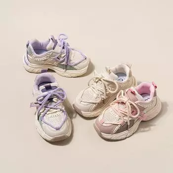 Детская повседневная обувь для мальчиков и девочек, модная весна-осень, дышащая сетчатая обувь на шнуровке, высококачественные мягкие спортивные кроссовки для бега 26 бежевый