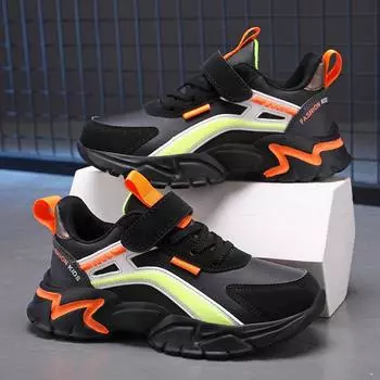 Детская повседневная обувь для мальчиков с мягкой подошвой, нескользящие кроссовки, обувь для улицы, для школьников, розовая, для девочек, спортивная обувь для ходьбы 40 чёрный