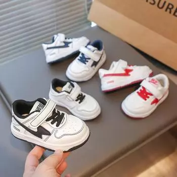 Детская повседневная обувь для малышей 2025 Весенние кожаные кроссовки для мальчиков Мягкая подошва для дома Обувь для девочек 16 чёрный