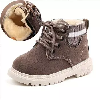 Детская повседневная обувь, осенне-зимние ботинки, обувь для мальчиков, модные кожаные мягкие нескользящие ботинки для девочек, спортивные кроссовки 21–30 лет 21 чёрный