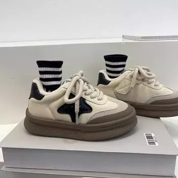 Детская повседневная обувь, осенне-зимняя новая плюшевая обувь со звездами для мальчиков и девочек, студенческая обувь в корейском стиле, детские кроссовки 26 белый