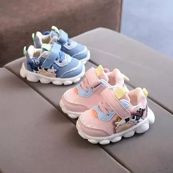 Детская повседневная обувь Zapatillas для мальчиков и девочек, кроссовки с рисунком на весну, мягкая подошва, дышащая детская обувь для ходьбы для малышей, теннис 16-insole11.5cm синий