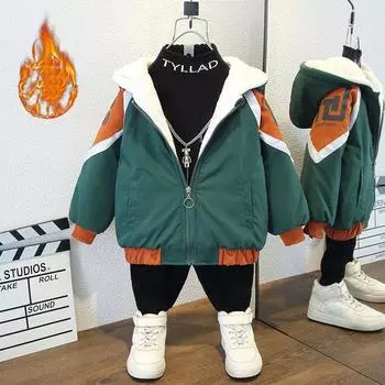 Детская повседневная одежда плюс бархатная куртка куртка повседневная куртка куртка осень и зима 120