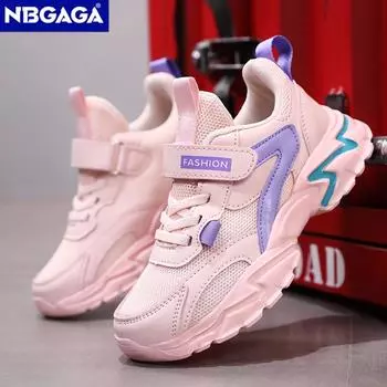 Детская повседневная розовая обувь для девочек, дышащие сетчатые кроссовки, летняя студенческая спортивная прогулочная обувь для мальчиков 28