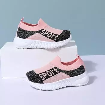 Детская повседневная сетчатая обувь 2024 года, модные дышащие кроссовки для мальчиков с защитой от ударов, удобная спортивная обувь для девочек 22 чёрный