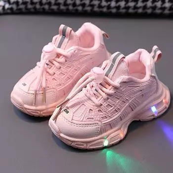 Детская повседневная светящаяся обувь со светящейся светодиодной вспышкой, дышащие кроссовки, детская спортивная обувь для мальчиков и девочек 21 чёрный