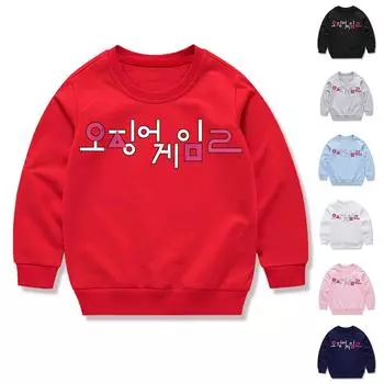 Детская повседневная свободная толстовка с круглым вырезом и длинными рукавами с принтом в виде букв 100 чёрный