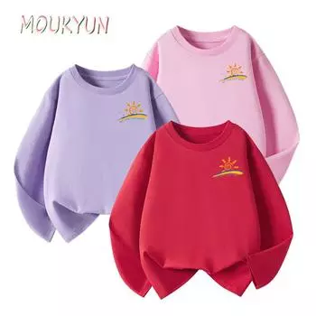 Детская повседневная толстовка 3 цвета 100-140 для девочек с длинным рукавом из хлопка 100 розовый