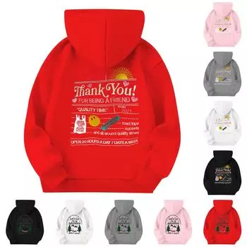 Детская повседневная толстовка с капюшоном и принтом 110 чёрный