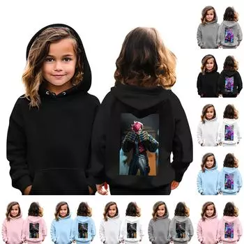 Детская повседневная толстовка с капюшоном и принтом 110