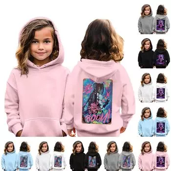 Детская повседневная толстовка с капюшоном и принтом 150 бежевый