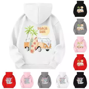 Детская повседневная толстовка с капюшоном и принтом 110 бежевый