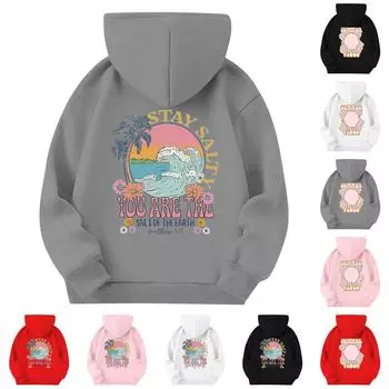 Детская повседневная толстовка с капюшоном и принтом 110 бежевый