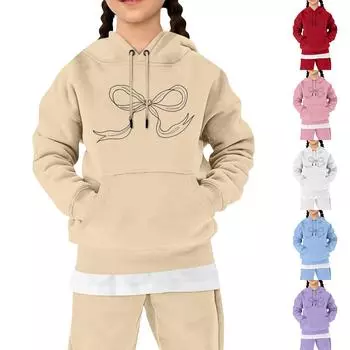 Детская повседневная толстовка с капюшоном и принтом банта 110 синий