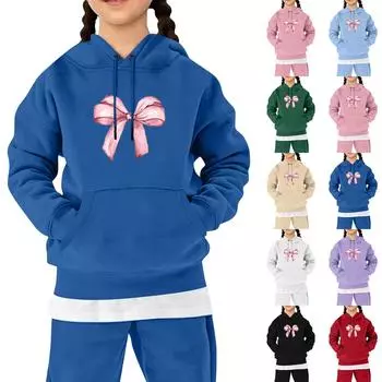 Детская повседневная толстовка с капюшоном и принтом банта 110 чёрный