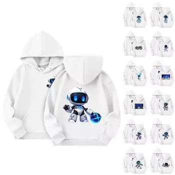 Детская повседневная толстовка с капюшоном и принтом 110 синий