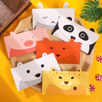 Детская поздравительная открытка с мультяшными животными и конвертом на День благодарения, день рождения или праздник