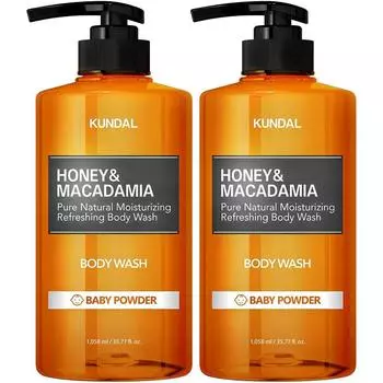 Детская присыпка для душа Kundal Honey & Macadamia Pure с ароматом меда и макадамии, 1,058 л, 2 шт.