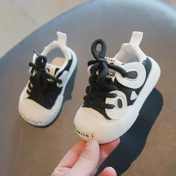 Детская прогулочная обувь, одинарная весенне-осенняя обувь для девочек, черно-белая цветовая гамма с пандой, обувь для мальчиков, детская обувь для доски, кроссовки 31 белый