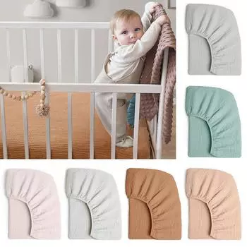 Детская простыня на резинке, дышащая и хлопковая простыня для коляски, однотонный съемный чехол для младенцев, комфортный отдых 3