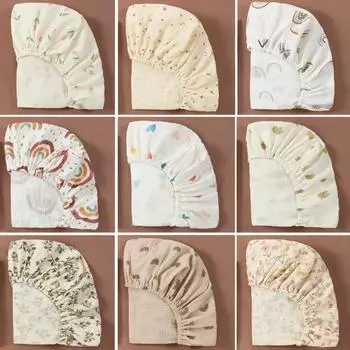 Детская простыня на резинке, дышащая и хлопковая простыня для коляски, однотонный съемный чехол для младенцев, комфортный отдых