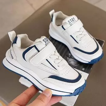 Детская противоскользящая износостойкая легкая модная обувь для спорта и отдыха Студенческая обувь и детская обувь 26 белый/синий