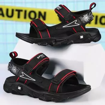 Детская противоскользящая износостойкая модная легкая уличная пляжная обувь на липучке, сандалии и тапочки 28 красный