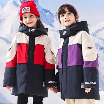 Детская пуховая куртка для мальчиков и девочек в корейском стиле, белая утиная пуховая утепленная куртка в тон 110cm красный