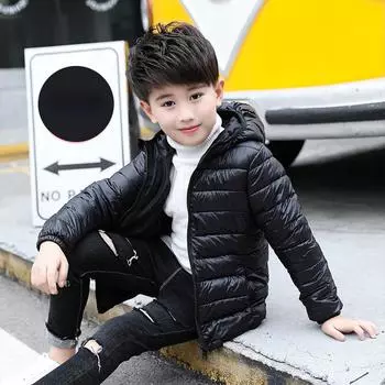 Детская пуховая куртка. Зимняя стеганая куртка с капюшоном для мальчиков и девочек. 110cm
