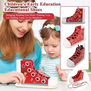 Детская ранняя развивающая обувь, нанизывание, конструирование, игрушки для тренировки мелкой моторики, позволяющие детям научиться завязывать шнурки One Size