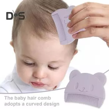 Детская расческа с мультяшным медведем, портативная колыбелька с мелкими зубами, эргономичная пищевая пластиковая щетка для ухода за кожей головы новорожденных мальчиков и девочек синий