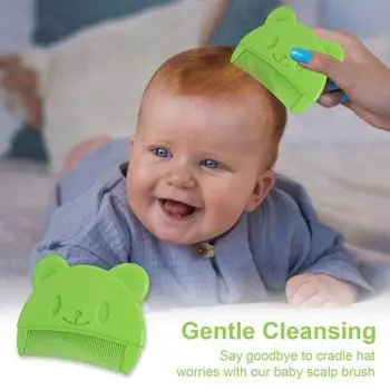 Детская расческа с мультяшным медведем, портативная колыбелька с мелкими зубами, эргономичная пищевая пластиковая щетка для ухода за кожей головы новорожденных мальчиков и девочек зелёный