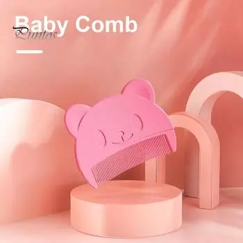 Детская расческа с мультяшным медведем, портативная колыбелька с мелкими зубами, эргономичная пищевая пластиковая щетка для ухода за кожей головы новорожденных мальчиков и девочек зелёный