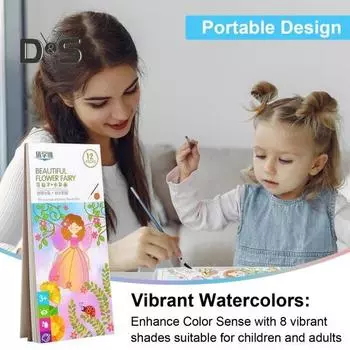 Детская раскраска с водой Детское искусство и ремесла Набор для рисования акварелью без пятен Акварельные ручки Кисти Альбом для рисования A