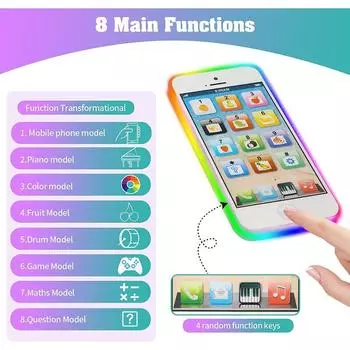Детская развивающая игрушка, игрушка для мобильного телефона, имитация мобильного телефона, образовательная, обучающая, обучающая, английская игрушка для мобильного телефона белый