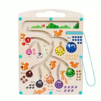 Детская развивающая игрушка-лабиринт с шариком, тренировка концентрации, магнитный лабиринт «Белка в поисках пищи», цифровая ручка-шарик One Size