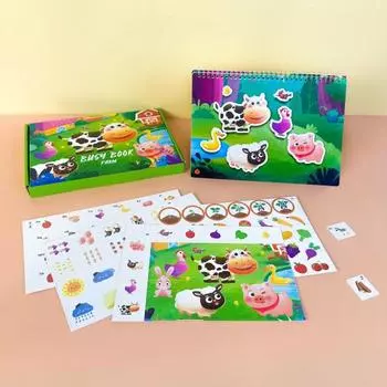 Детская развивающая книга «Ферма» с 10 темами, 8 ручек, обучающие занятия для малышей дошкольного возраста, обучающие игрушки для домашнего обучения, сенсорная игрушка Монтессори для детей 1 Set