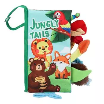 Детская развивающая книга «Хвост» 3D, мягкая хрустящая тканевая книга для младенцев и малышей «Лес»