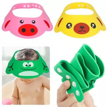 Детская регулируемая защита для глаз, переносная шапочка для шампуня, детская шапочка для душа, козырек для ванны, мытье волос, защита для волос зелёный