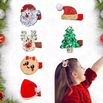 Детская рождественская блестящая заколка для волос «Гретель»: Милый мультяшный дизайн дерева и шляпы для печенья -