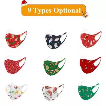 Детская рождественская маска для лица Детская маска для лица Многоразовая маска для лица Моющаяся дышащая крышка для рта type 8-adult