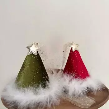 Детская рождественская заколка для волос с перьями, рождественская повязка на голову с лентой, детская зелёный