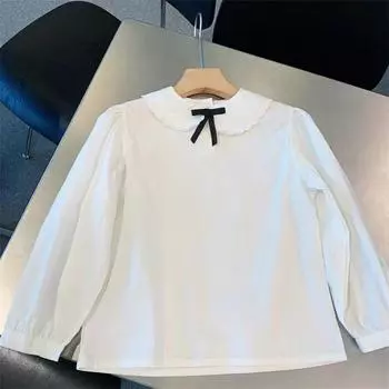 Детская рубашка для девочек, белая рубашка в студенческом стиле 140