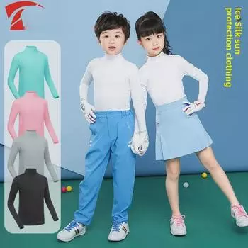 Детская рубашка для гольфа TTYGJ Ice Silk с длинным рукавом и защитой от солнца S небесно-голубой